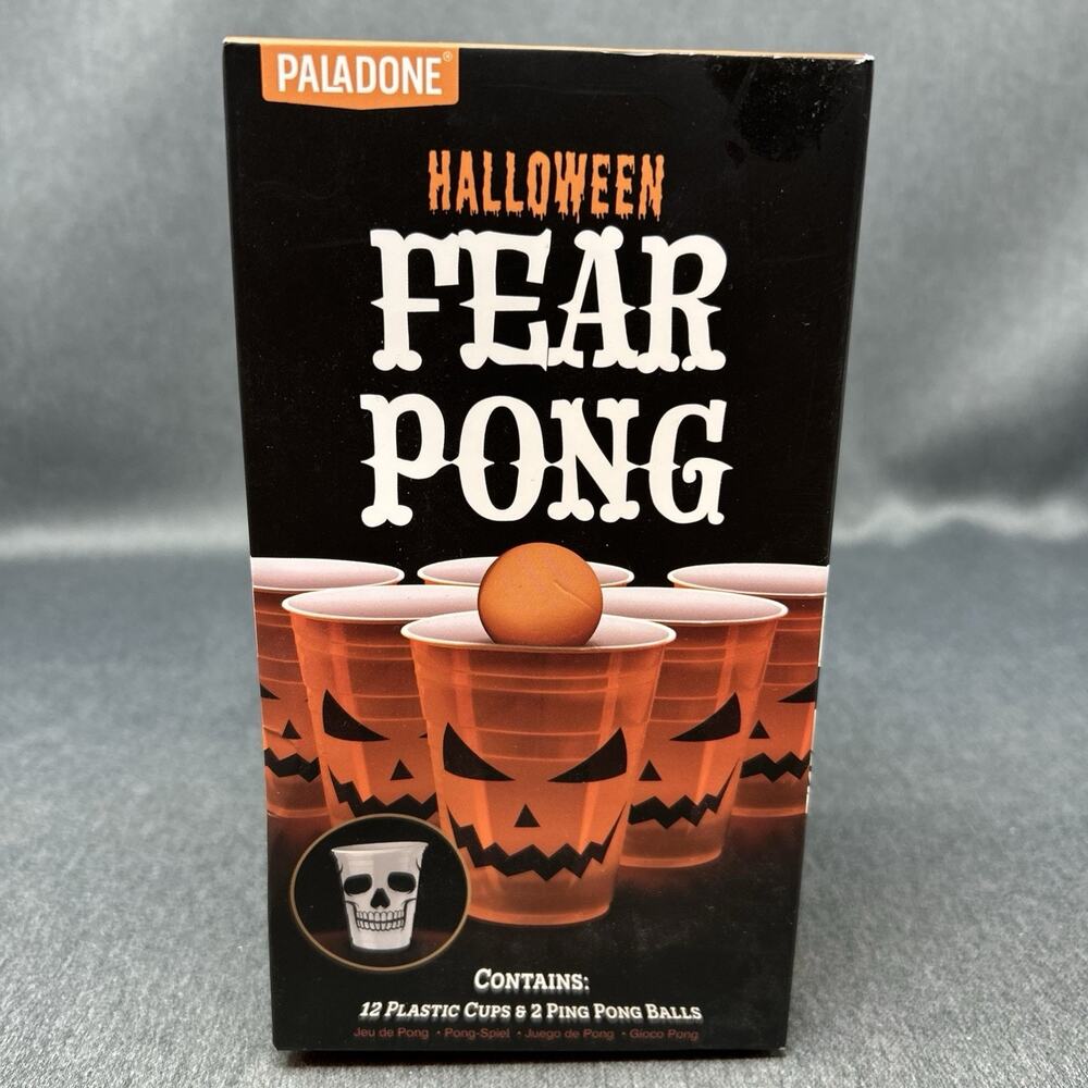 NEW Paladone Halloween FEAR PONG Game Set Spooky Party Drinking Cups & Balls
